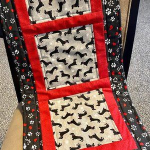 Handmade Quilted Dachshund Weiner Dog Table Runner